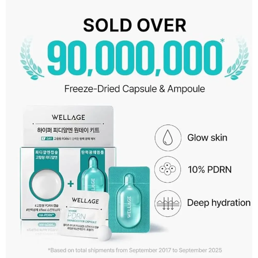 New in Box Sealed WELLAGE Hyper PDRN One-day Kit 7ea, Korean PDRN Salmon DNA